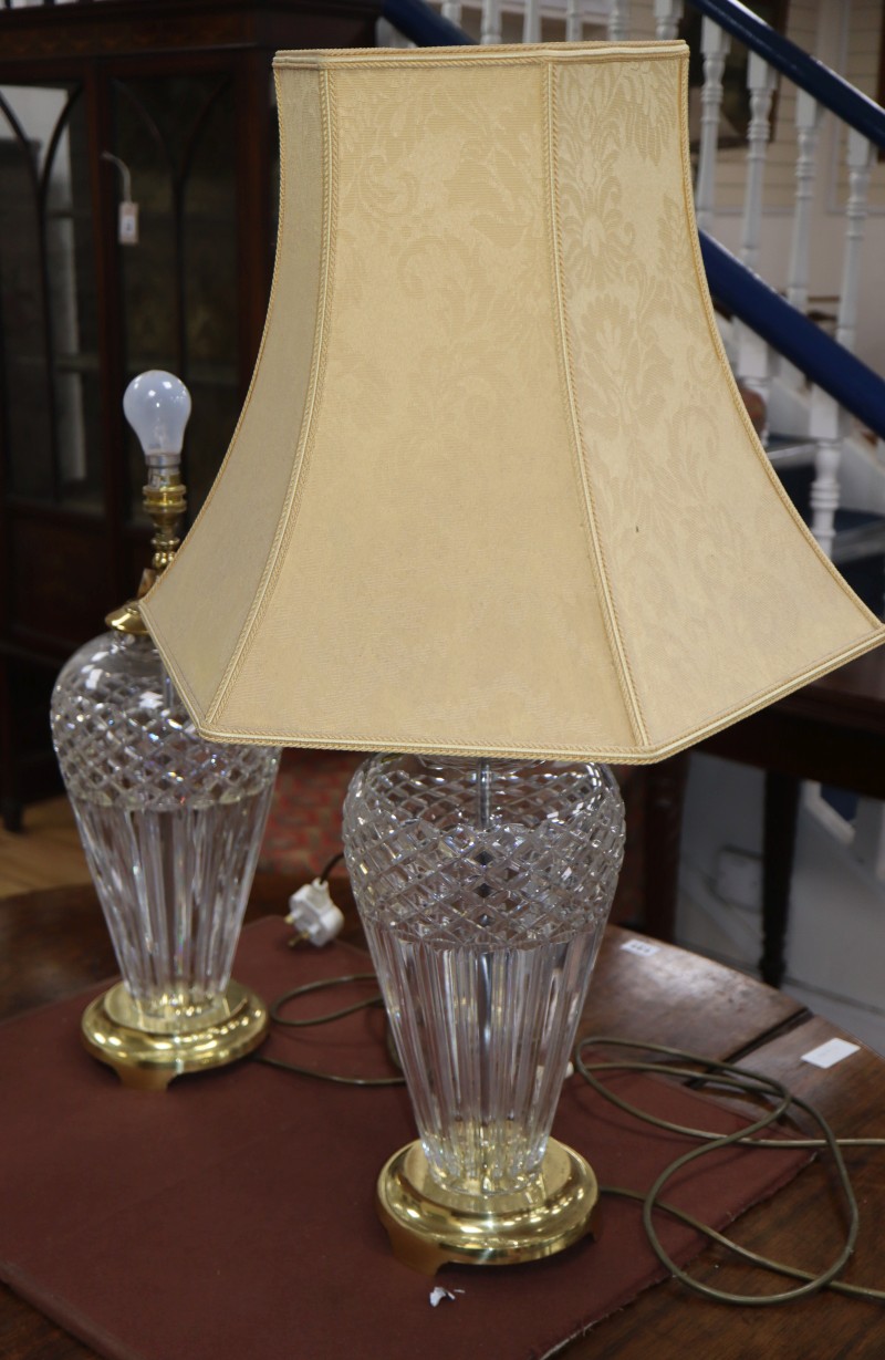 A pair of Waterford cut glass table lamps